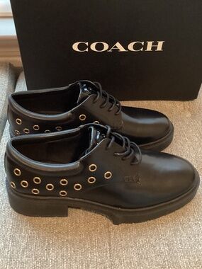 COACH Women's Lyla Grommets Derby Flats, size 9.5